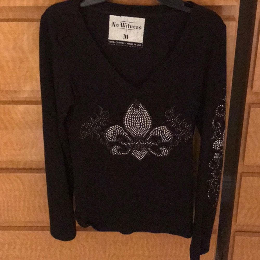 Black embellished v-neck